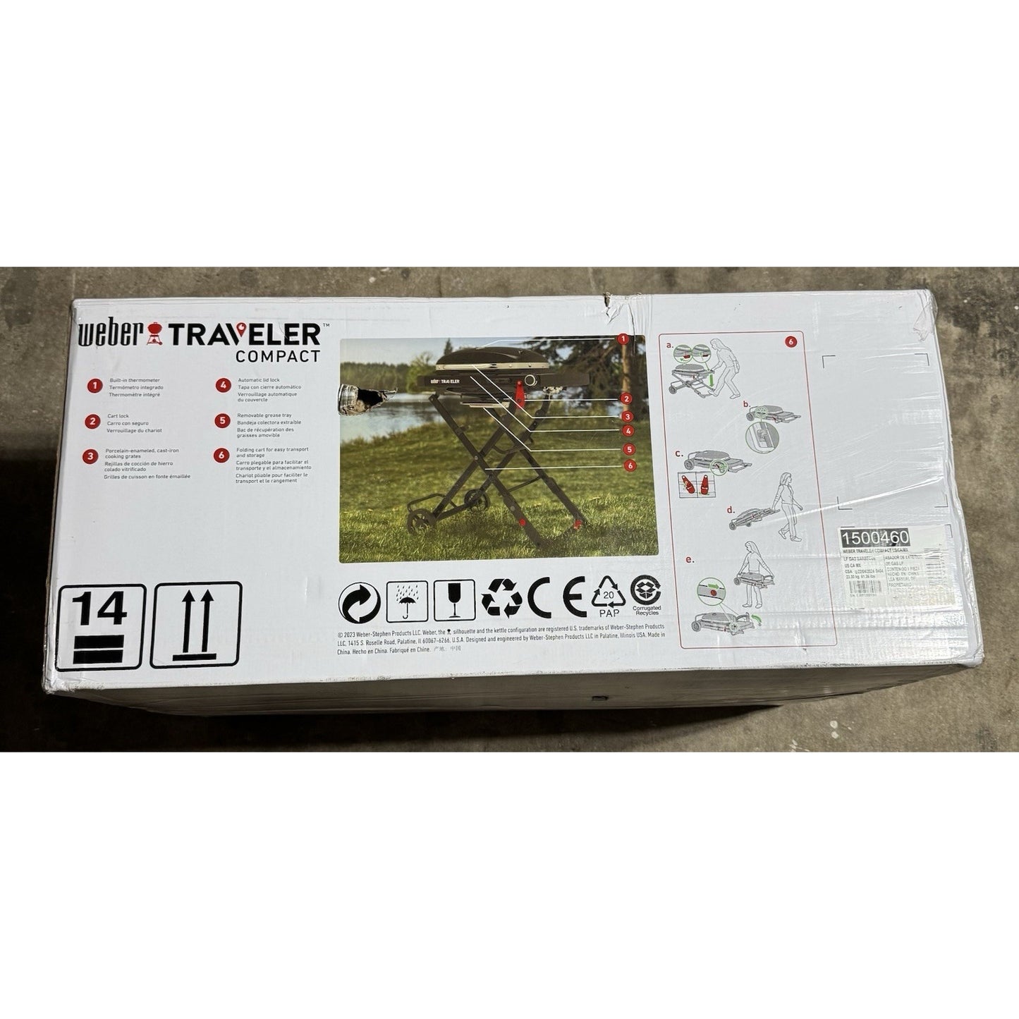 Weber 11000 btu Traveler Compact Portable Grill 32" Wide Model #1500460 Black