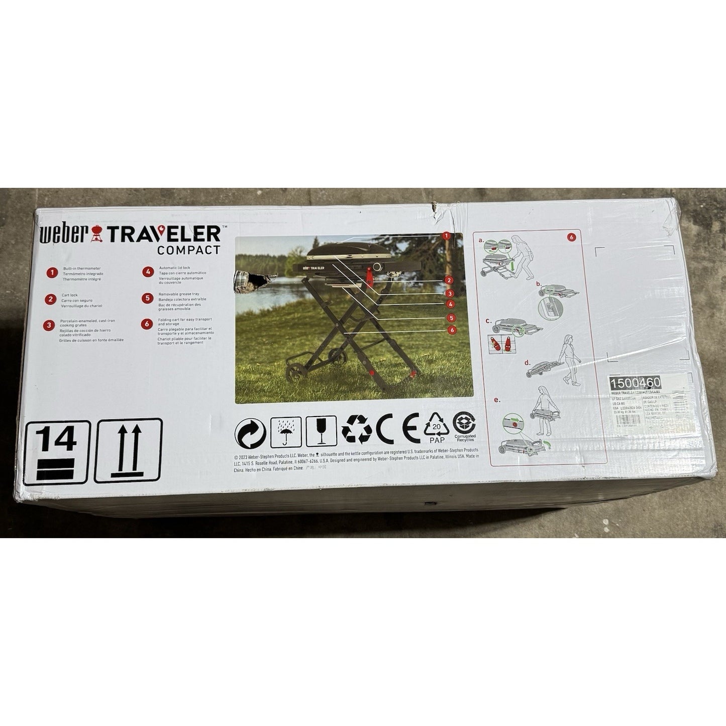 Weber 11000 btu Traveler Compact Portable Grill 32" Wide Model #1500460 Black