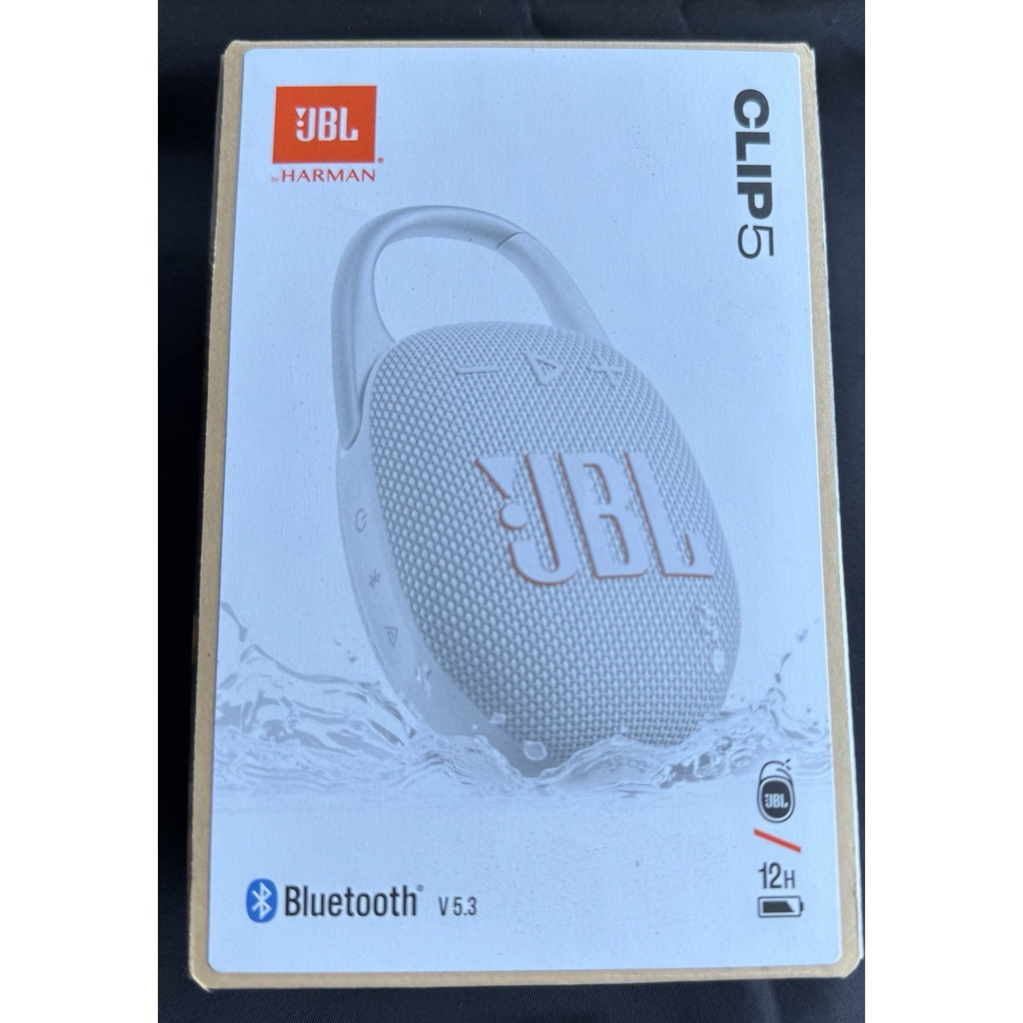 JBL Clip 5 Waterproof Portable Rechargeable Bluetooth Speaker- White! NEW IN BOX