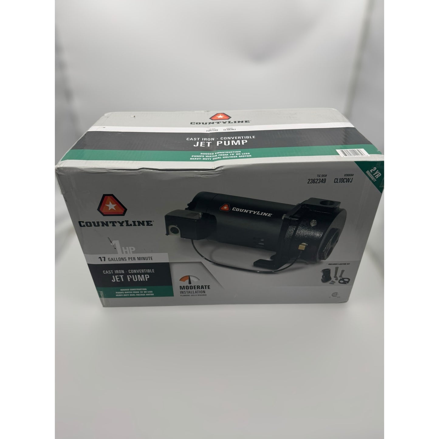 CountyLine 1 HP 115/230V Electric Cast Iron Deep/Convertible Well Jet Pump, 14.8 GPM