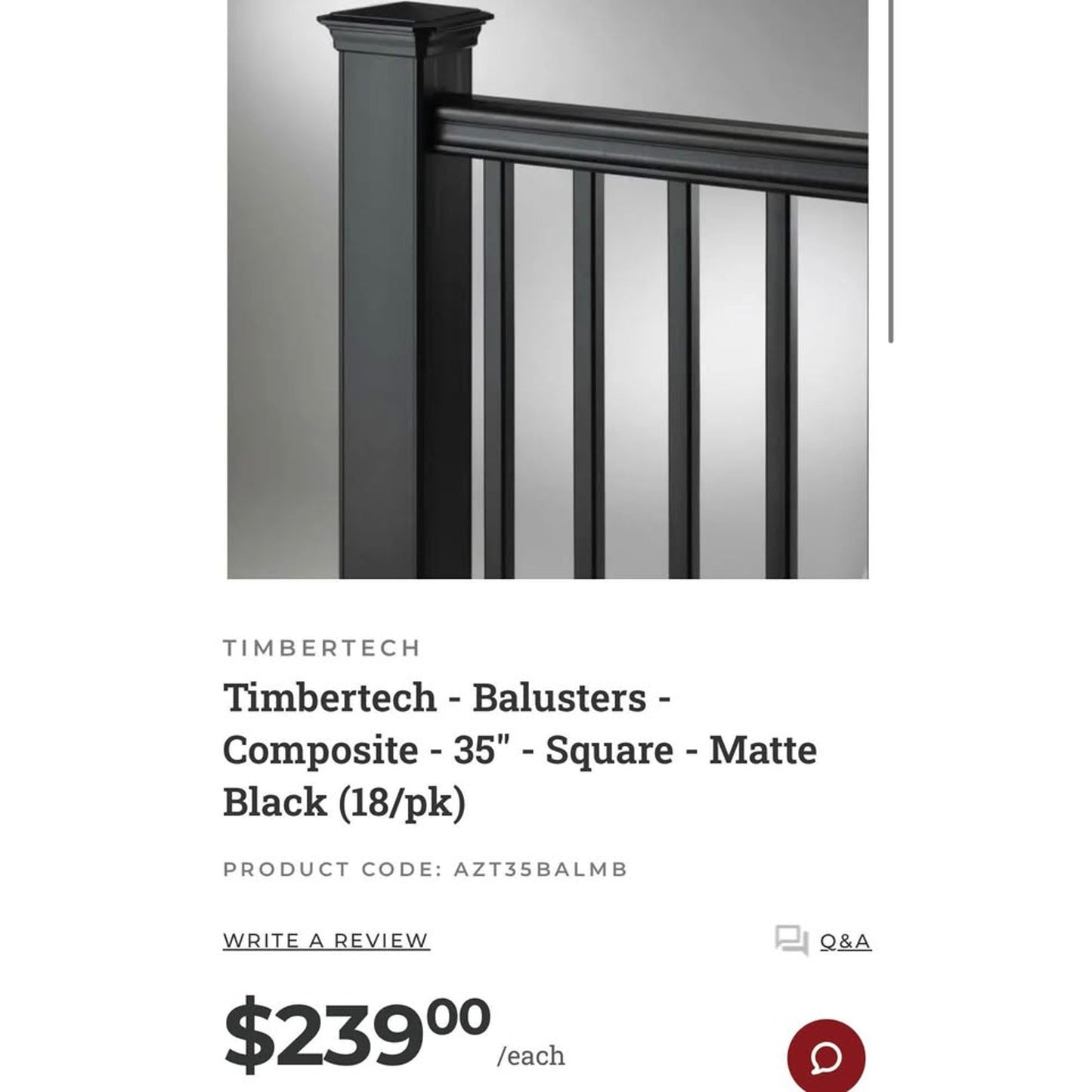 Timber tech Balusters For Deck Railing! 29" and 35" Sizes Available!