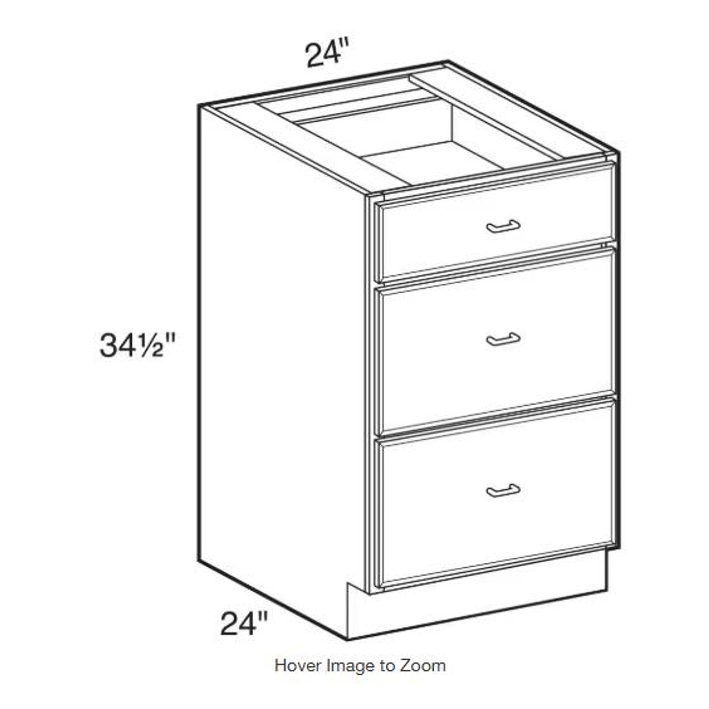 3 Drawer Base Kitchen Cabinet in Newport Mythic Blue with Soft Close From Home Decorators