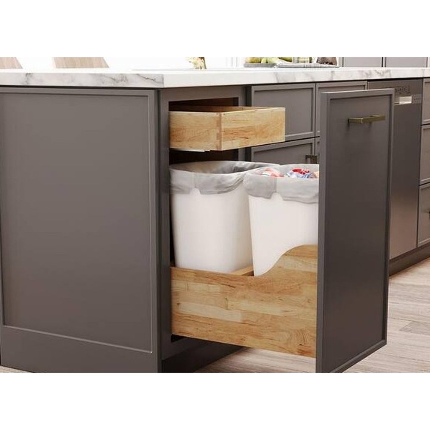 Trash Can Kitchen Cabinet in Newport Mythic Blue with Soft Close From Home Decorators!