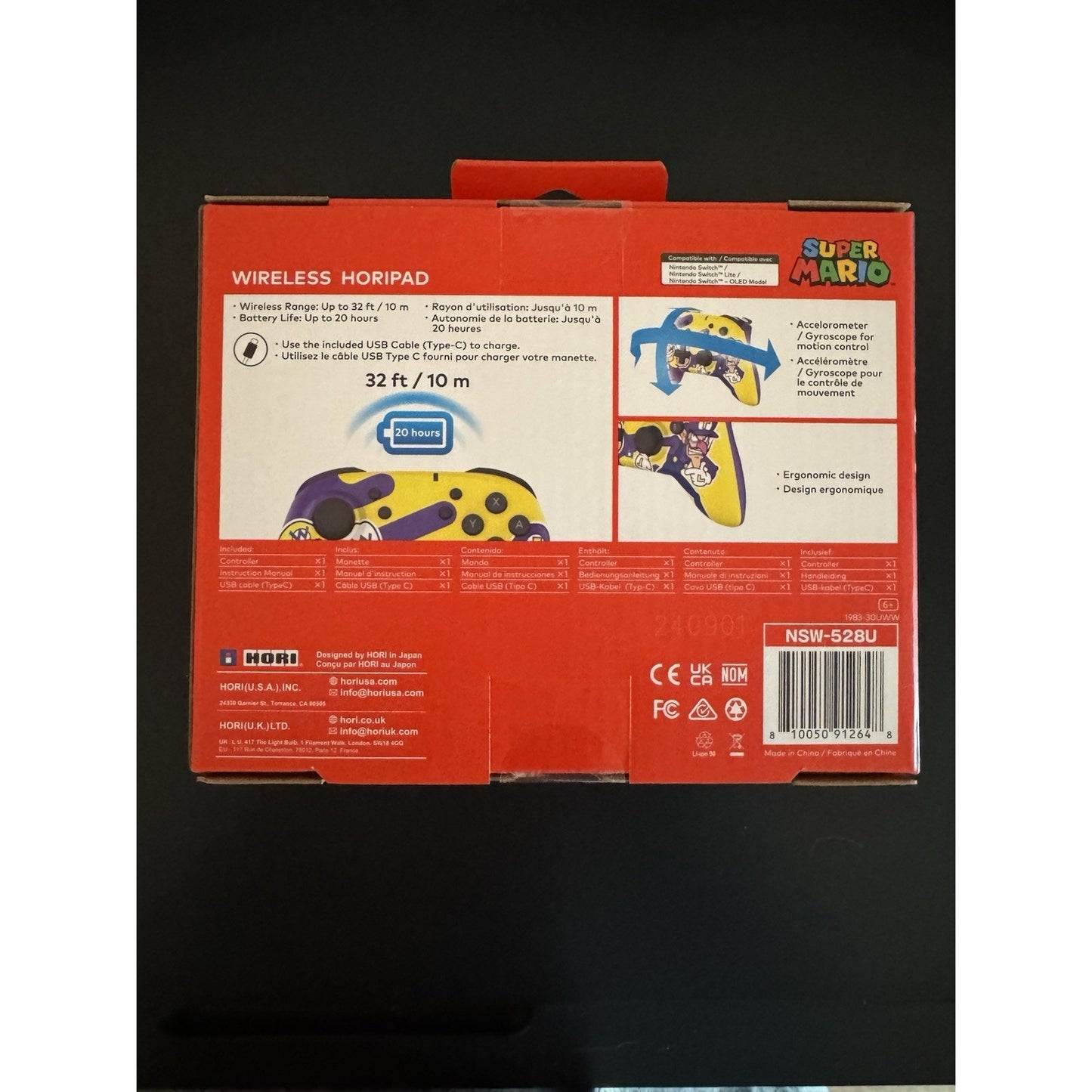 Nintendo Switch Horipad Wireless Controller (Wario & Waluigi) -Sealed! NEW!