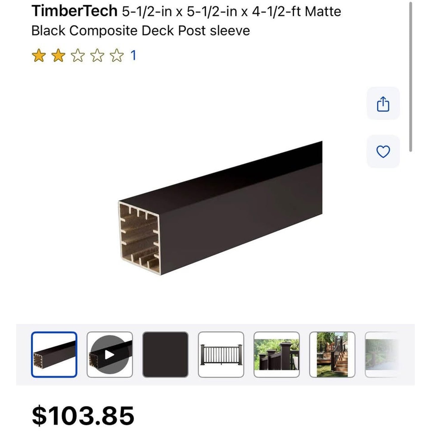 Timbertech 54” Deck Railing Post Sleeves in Matte Black!