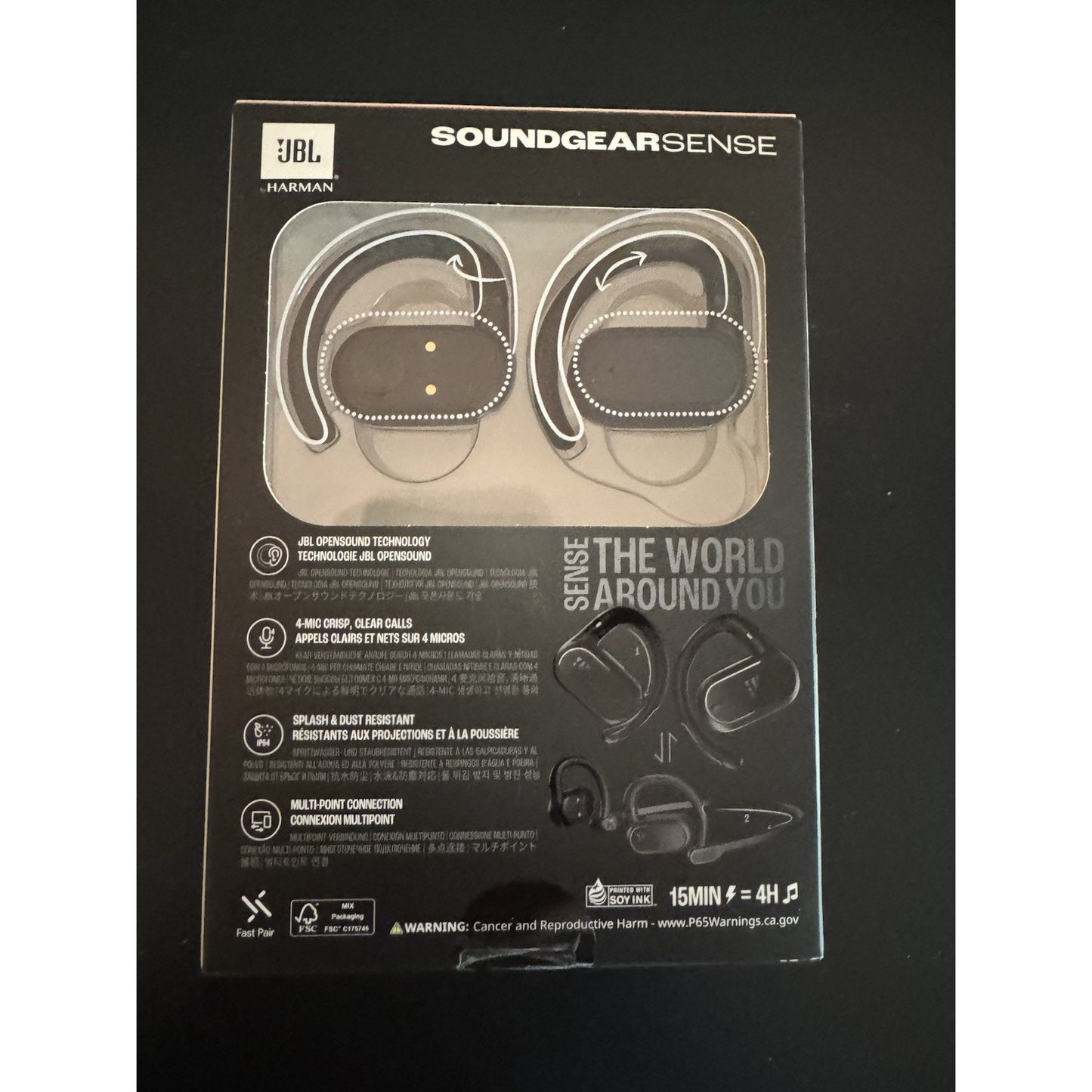 JBL SoundGear Sense Hybrid Open-Ear Headphones w/ Detachable Neckband - Black