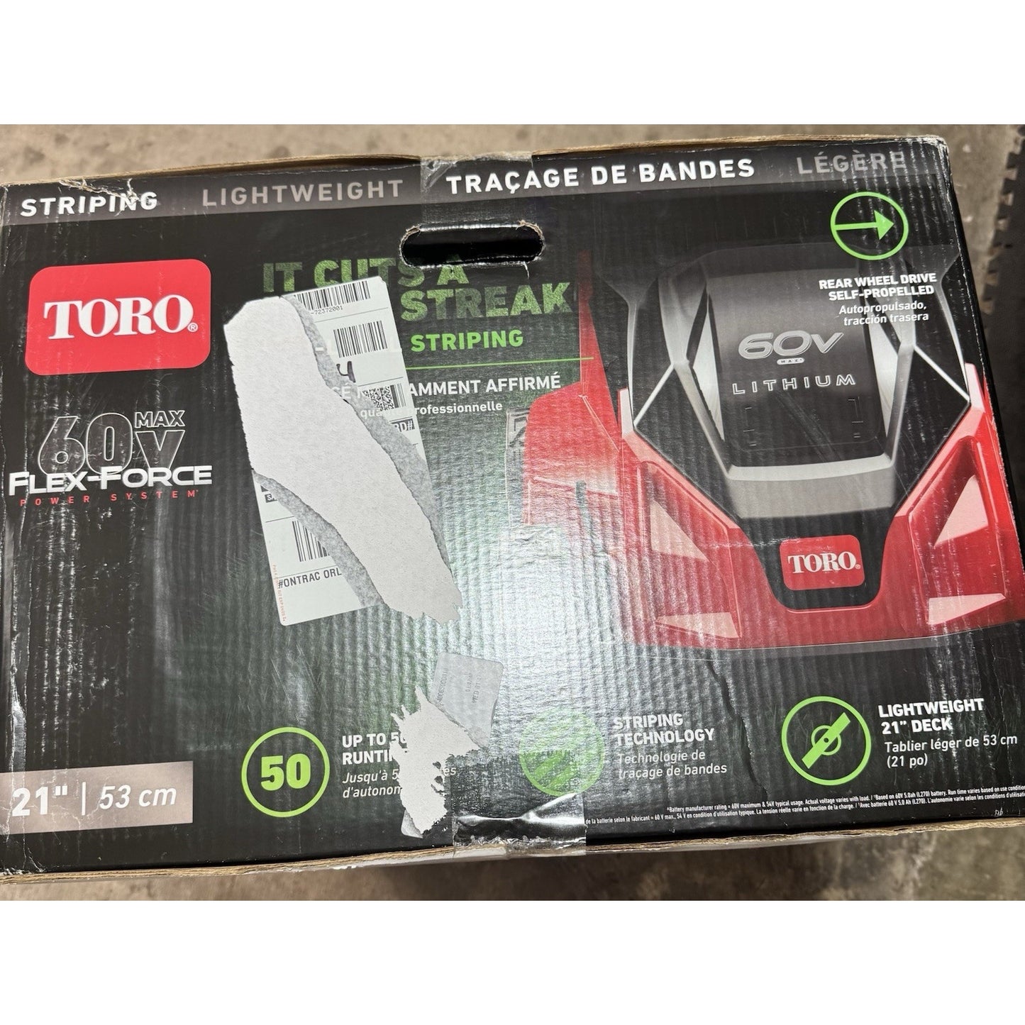 Toro Foldable 60-Volt 21-Inch Stripe Self Propelled Mower w/Headlights! NEW!