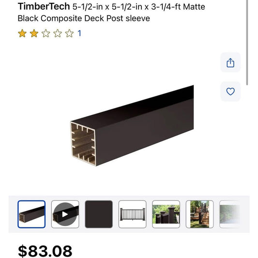 Azek Timbertech 39" Deck Railing Post Sleeves in Matte Black!