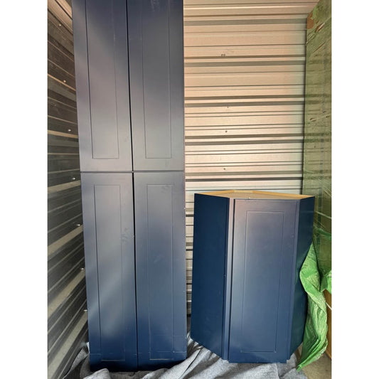 HOME DECORATORS KITCHEN CABITNETS FULLY BUILT OUT IN NEWPORT MYTHIC BLUE!