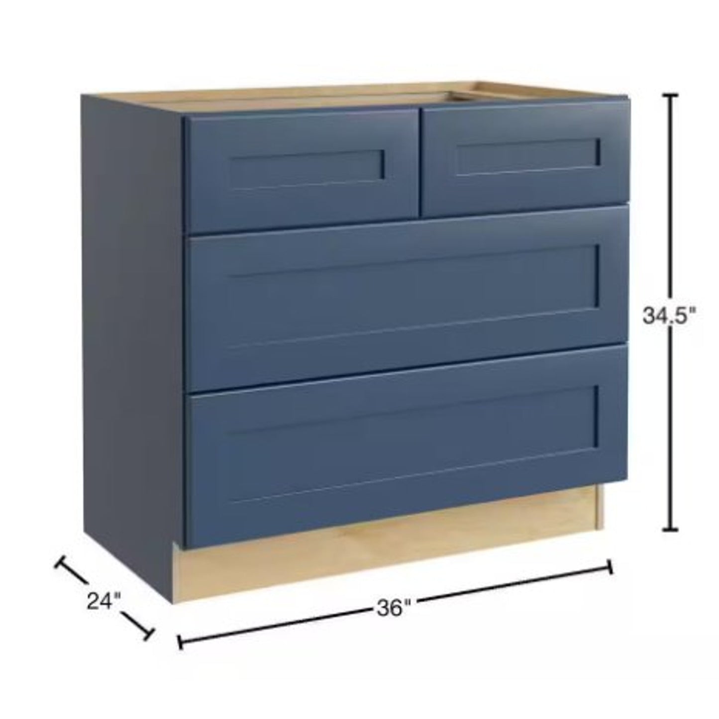 4 Drawer Base Kitchen Cabinet in Newport Mythic Blue with Soft Close Drawers- Home Decorators