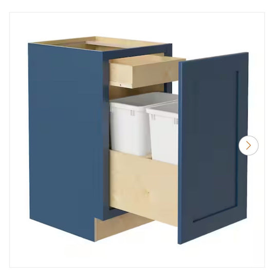 Home Decorators Newport Collection 18 in. W Trash Can Cabinet in Mythic Blue!