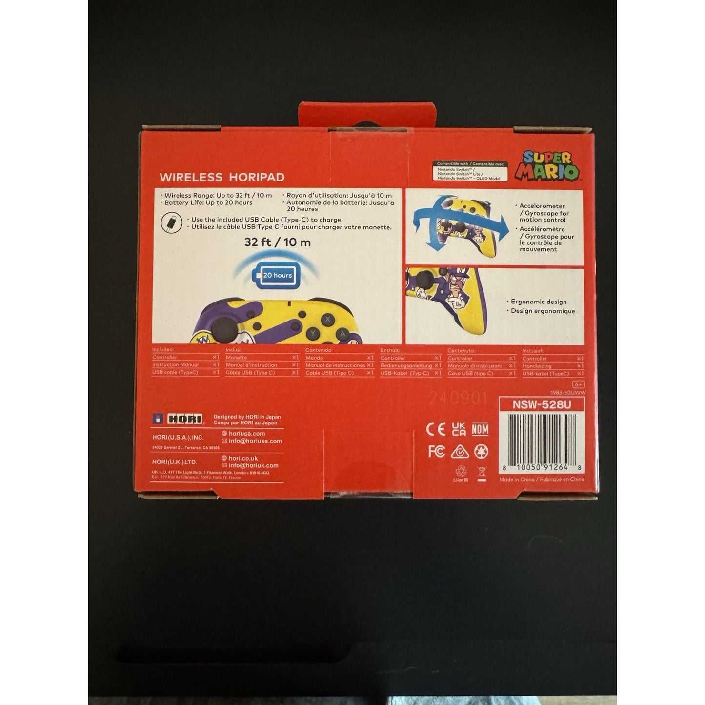 Nintendo Switch Horipad Wireless Controller (Wario & Waluigi) -Sealed! NEW!