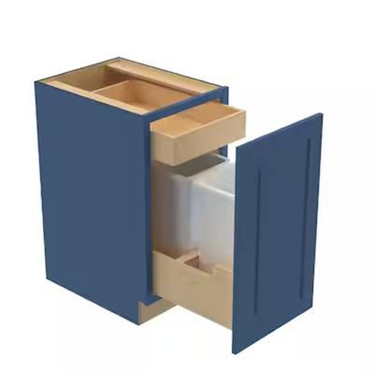 Trash Can Kitchen Cabinet in Newport Mythic Blue with Soft Close From Home Decorators!