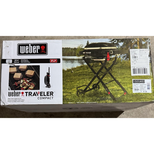 Weber 11000 btu Traveler Compact Portable Grill 32" Wide Model #1500460 Black