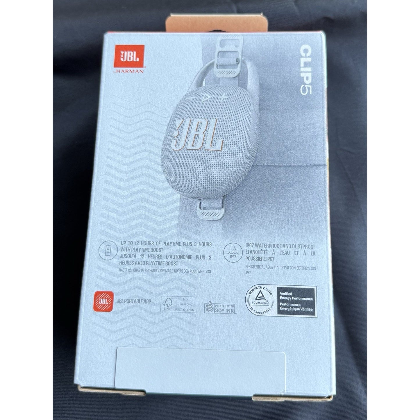JBL Clip 5 Waterproof Portable Rechargeable Bluetooth Speaker- White! NEW IN BOX